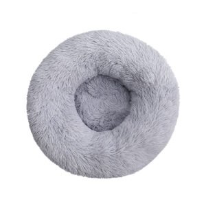 Extra Large Donut Dog & Cat Bed – Detachable Washable Plush Round Comfy Pet Bed (80cm, Light Grey)